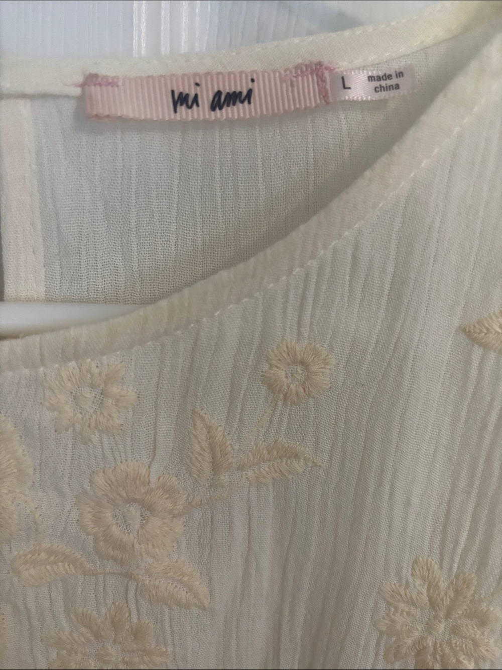 miami Cream Floral Embroidered Peasant Blouse - Picture 2 of 10